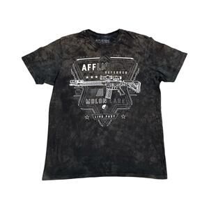 Affliction Freedom Defender Flag Black Short Sleeve T-Shirt Size XL Y2K